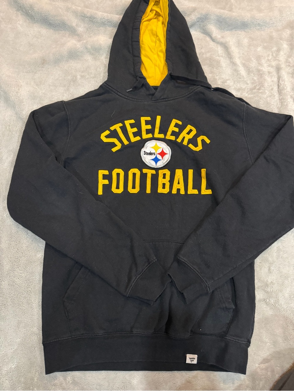 Fabletics Black Hoodie with Yellow Hood Lining and Team Lettering